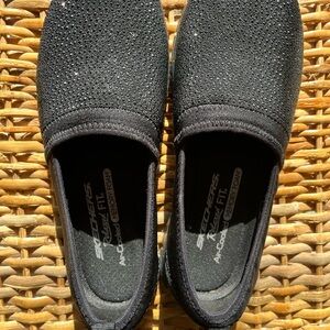 Skechers Black Knit Slip-On Sneakers
